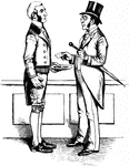 An illustration of a butler delivering a letter to a man.