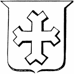 "In heraldry, forked; having the extremities divided into two: said of any bearing, especially of a cross." -Whitney, 1911