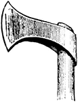"A battle-ax used by the Franks, of which the typical form is a head long in proportion to its width, and expanding toward a convex curved edge, the general direction of which forms a considerable angle with the handle." -Whitney, 1911