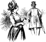 An illustration of a woman watching a man walk away.