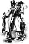 An illustration of two men reading the newpaper.