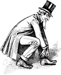 An illustration of a man putting his shoes on.