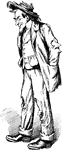 An illustration of a man in ragged clothes.