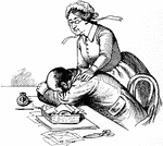 An illustration of a woman consoling a man with his head down on a desk.