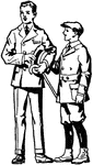 An illustration of a younger and older boy standing next to each other.