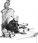 An illustration of judge putting a law book on a scale.