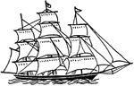 An illustration of a large wind powered ship.