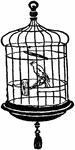 An illustration of a canary in a birdcage.