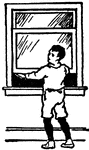 An illustration of a boy opening a window.