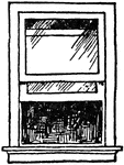 An illustration of a open single-hung sash window.