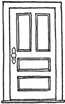 An illustration of a closed hinged door.