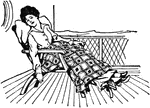 An illustration of a woman lounging in a chair.