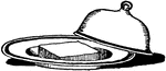 An illustration of a butter dish with a lid.