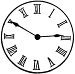 An illustration of a Roman Numeral clock showing 2:50.