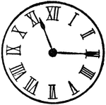 An illustration of a Roman Numeral clock showing 11:15.