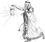 An illustration of an elderly man with a lantern.