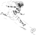 An illustration of a woman chasing a ball.