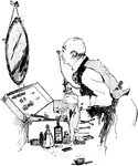 An illustration of a man fixing his hair, even though he is bald.