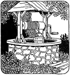An illustration of a stone well.