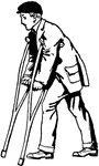 An illustration of a boy using crutches.