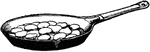 An illustration of food being cooked in a frying pan.