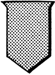 A shield or escutcheon emblazoned with the metal tincture, or (gold), represented by dots.
