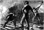 An illustration of a group of men working on the railroad.