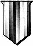 A shield or escutcheon emblazoned with the color tincture, gules (red), represented by vertical lines.