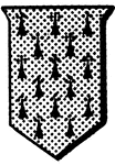 A shield or escutcheon emblazoned with the fur, erminois, represented by sable (black) ermine spots on or (gold).