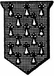 A shield or escutcheon emblazoned with the fur, ermines, represented by argent (silver) ermine spots on sable (black).