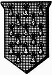 A shield or escutcheon emblazoned with the fur, pean, represented by or (gold) ermine spots on sable (black).