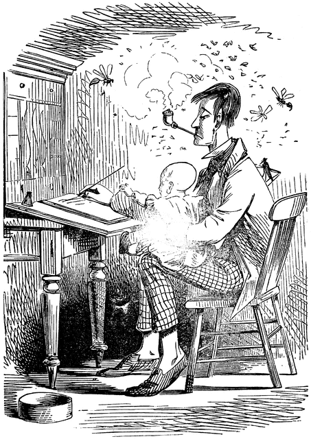 cartoon man writing letter