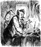 An illustration of a man with a candle.