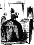 An illustration of a woman looking into a mirror.