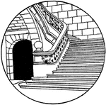An illustration if a large staircase.