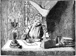 An illustration of a woman writing a letter.