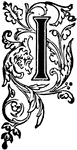 Capital letter "I" with floral embellishment.
