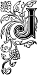 Capital letter "J" with floral embellishment.