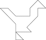 Tangrams, invented by the Chinese, are used to develop geometric thinking and spatial sense. Seven figures consisting of triangles, squares, and parallelograms are used to construct the given shape. This tangram depicts a cormorant.