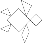 Tangrams, invented by the Chinese, are used to develop geometric thinking and spatial sense. Seven figures consisting of triangles, squares, and parallelograms are used to construct the given shape. This tangram depicts a sea turtle.