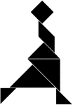 Tangrams, invented by the Chinese, are used to develop geometric thinking and spatial sense. Seven figures consisting of triangles, squares, and parallelograms are used to construct the given shape. This tangram depicts a dancer.