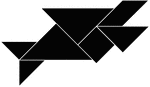 Tangrams, invented by the Chinese, are used to develop geometric thinking and spatial sense. Seven figures consisting of triangles, squares, and parallelograms are used to construct the given shape. This tangram depicts a shark.