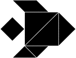 Tangrams, invented by the Chinese, are used to develop geometric thinking and spatial sense. Seven figures consisting of triangles, squares, and parallelograms are used to construct the given shape. This tangram depicts a hogfish.