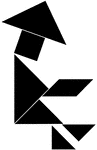 Tangrams, invented by the Chinese, are used to develop geometric thinking and spatial sense. Seven figures consisting of triangles, squares, and parallelograms are used to construct the given shape. This tangram depicts a fisherman.