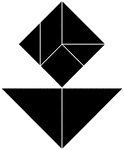 Tangrams, invented by the Chinese, are used to develop geometric thinking and spatial sense. Seven figures consisting of triangles, squares, and parallelograms are used to construct the given shape. This tangram depicts a flower.