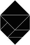 Tangrams, invented by the Chinese, are used to develop geometric thinking and spatial sense. Seven figures consisting of triangles, squares, and parallelograms are used to construct the given shape. This tangram depicts a hexagon.