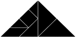 Tangrams, invented by the Chinese, are used to develop geometric thinking and spatial sense. Seven figures consisting of triangles, squares, and parallelograms are used to construct the given shape. This tangram depicts a right triangle.