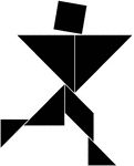 Tangrams, invented by the Chinese, are used to develop geometric thinking and spatial sense. Seven figures consisting of triangles, squares, and parallelograms are used to construct the given shape. This tangram depicts a runner.