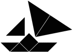 Tangrams, invented by the Chinese, are used to develop geometric thinking and spatial sense. Seven figures consisting of triangles, squares, and parallelograms are used to construct the given shape. This tangram depicts a sailboat.