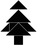 Tangrams, invented by the Chinese, are used to develop geometric thinking and spatial sense. Seven figures consisting of triangles, squares, and parallelograms are used to construct the given shape. This tangram depicts a tree.